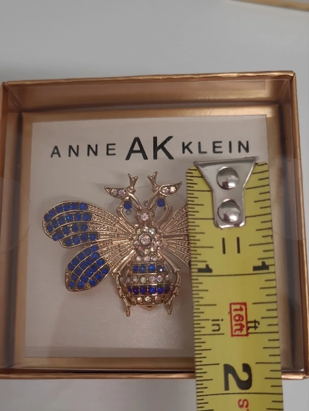 Anne Klein Gold-Tone Bee Brooch with Blue Crystal Wings